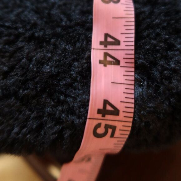 FRYE sherpa teddy long coat black faux fur belted lapel winter pockets small - Picture 9 of 9